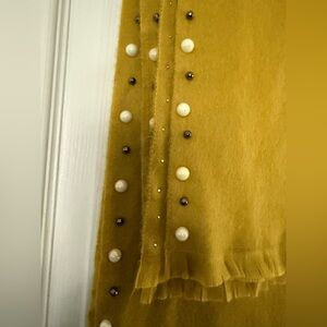 Yellow Scarf with Pearl Accents